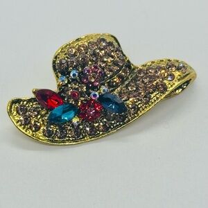 0124 Gold Rhinestone Hat Brooch